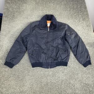 Vintage Sears Work Leisure Jacket Mens M Blue Bomber Fur Collar Lined Japan